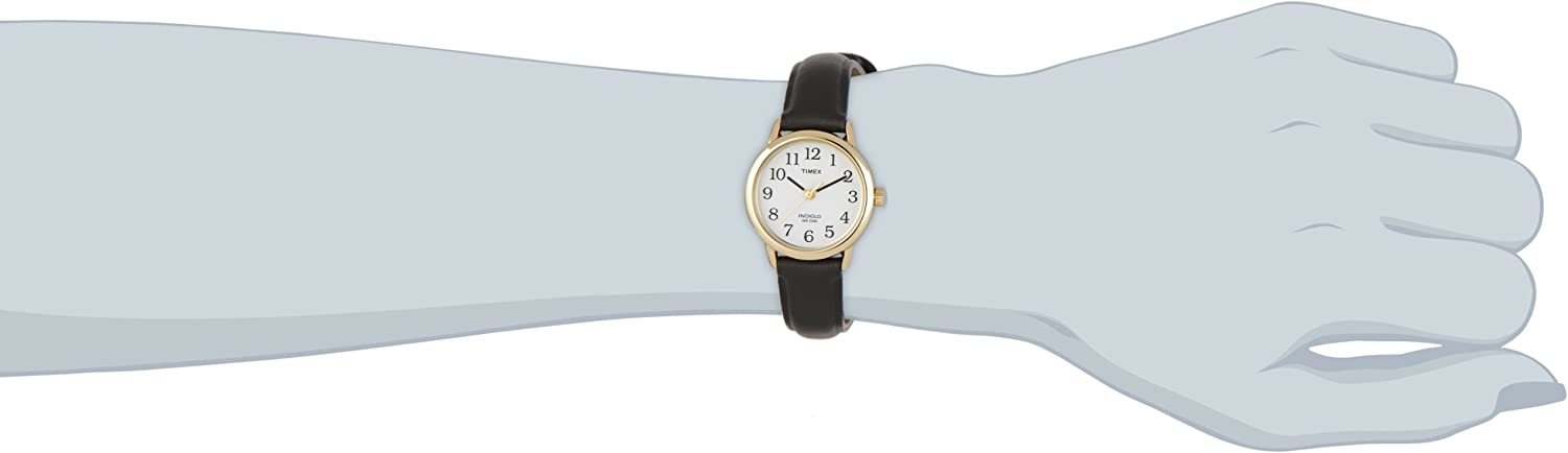 Timex Women's T20433 "Easy Reader" Gold-Tone and Black Leather Watch - Image 4